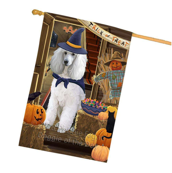 Enter at Own Risk Trick or Treat Halloween Poodle Dog House Flag FLG53422