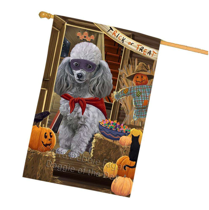 Enter at Own Risk Trick or Treat Halloween Poodle Dog House Flag FLG53423