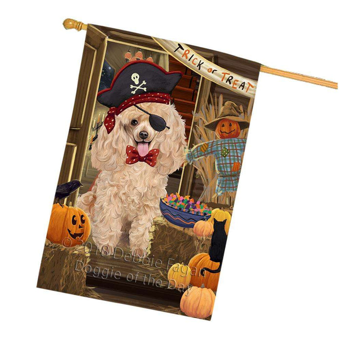 Enter at Own Risk Trick or Treat Halloween Poodle Dog House Flag FLG53424