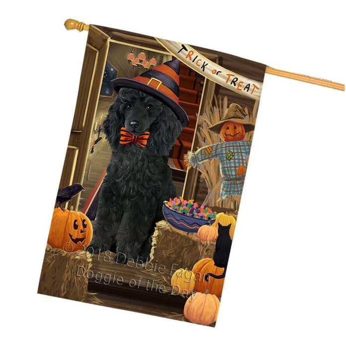 Enter at Own Risk Trick or Treat Halloween Poodle Dog House Flag FLG53426