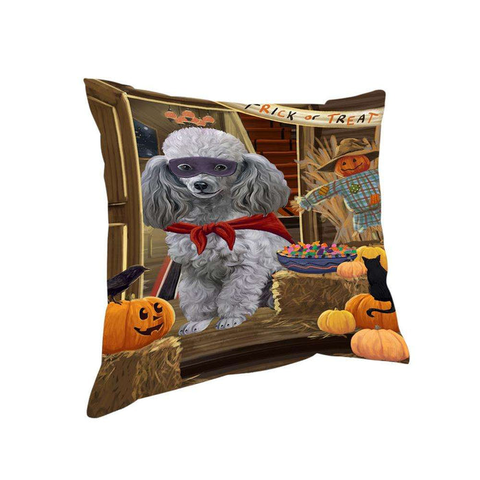 Enter at Own Risk Trick or Treat Halloween Poodle Dog Pillow PIL69524