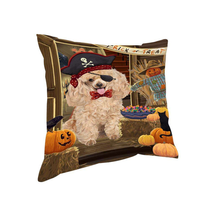 Enter at Own Risk Trick or Treat Halloween Poodle Dog Pillow PIL69528