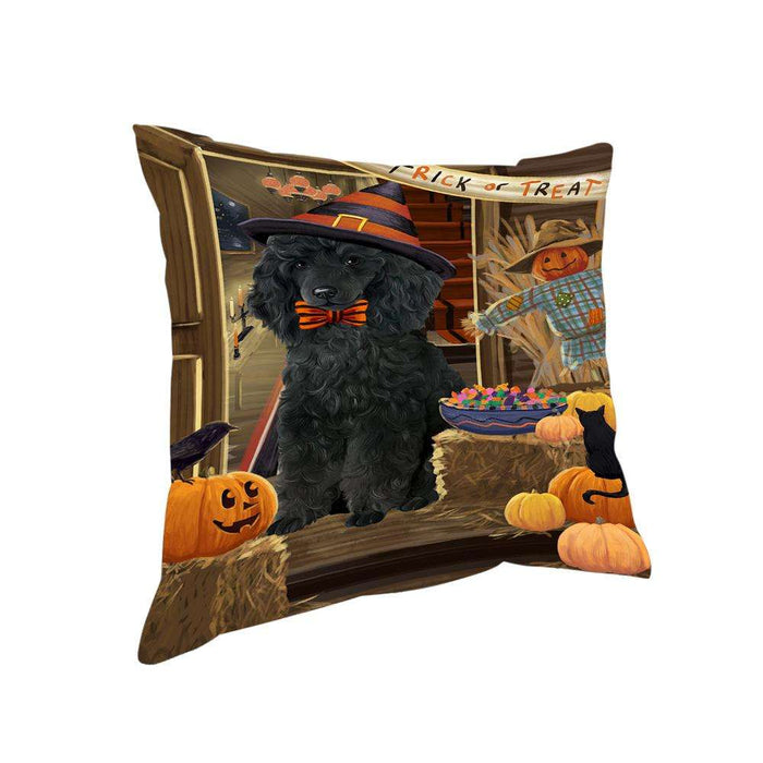 Enter at Own Risk Trick or Treat Halloween Poodle Dog Pillow PIL69536