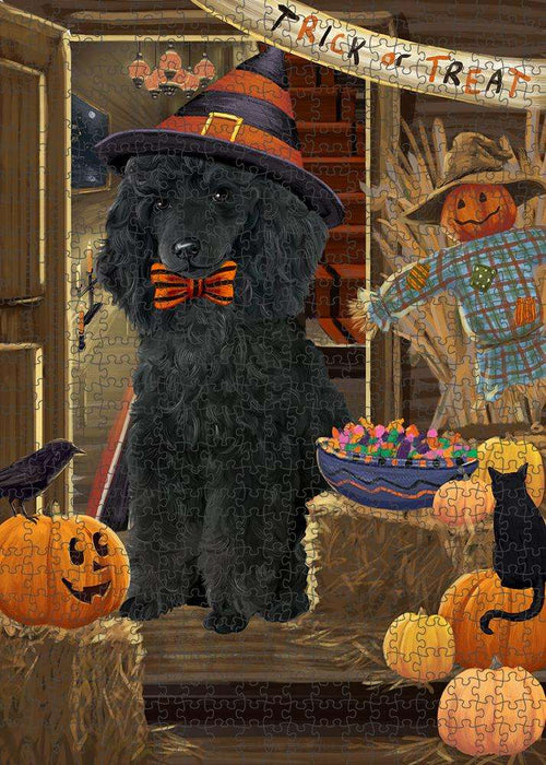Enter at Own Risk Trick or Treat Halloween Poodle Dog Puzzle with Photo Tin PUZL80068