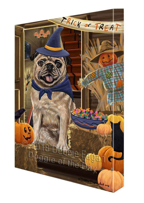 Enter at Own Risk Trick or Treat Halloween Pug Dog Canvas Print Wall Art Décor CVS96911