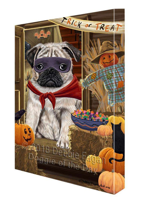 Enter at Own Risk Trick or Treat Halloween Pug Dog Canvas Print Wall Art Décor CVS96920
