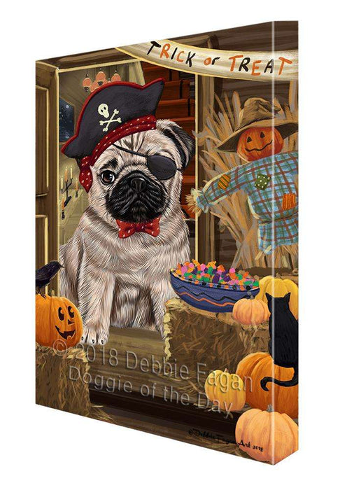 Enter at Own Risk Trick or Treat Halloween Pug Dog Canvas Print Wall Art Décor CVS96929