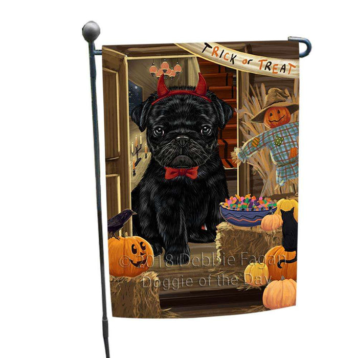 Enter at Own Risk Trick or Treat Halloween Pug Dog Garden Flag GFLG53294