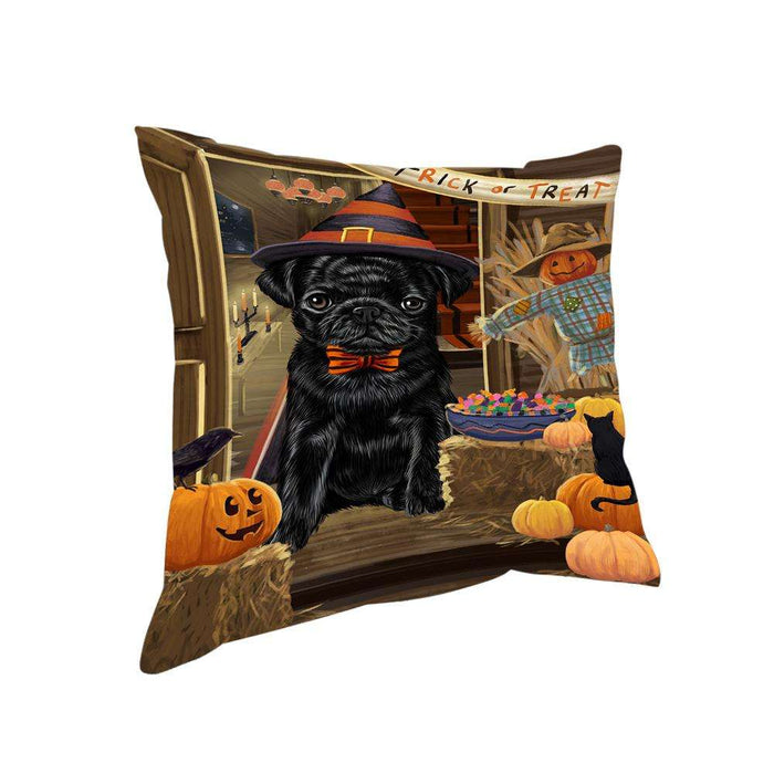 Enter at Own Risk Trick or Treat Halloween Pug Dog Pillow PIL69556