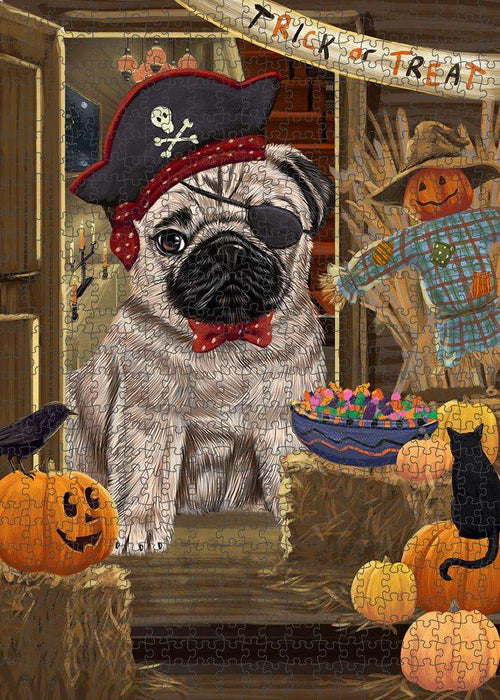 Enter at Own Risk Trick or Treat Halloween Pug Dog Puzzle with Photo Tin PUZL80080