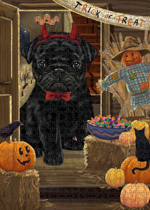 Enter at Own Risk Trick or Treat Halloween Pug Dog Puzzle  PUZL80084