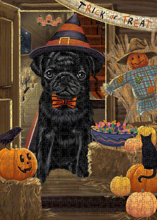 Enter at Own Risk Trick or Treat Halloween Pug Dog Puzzle with Photo Tin PUZL80088