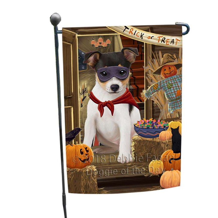 Enter at Own Risk Trick or Treat Halloween Rat Terrier Dog Garden Flag GFLG53297