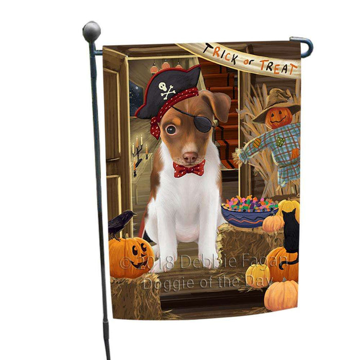 Enter at Own Risk Trick or Treat Halloween Rat Terrier Dog Garden Flag GFLG53298