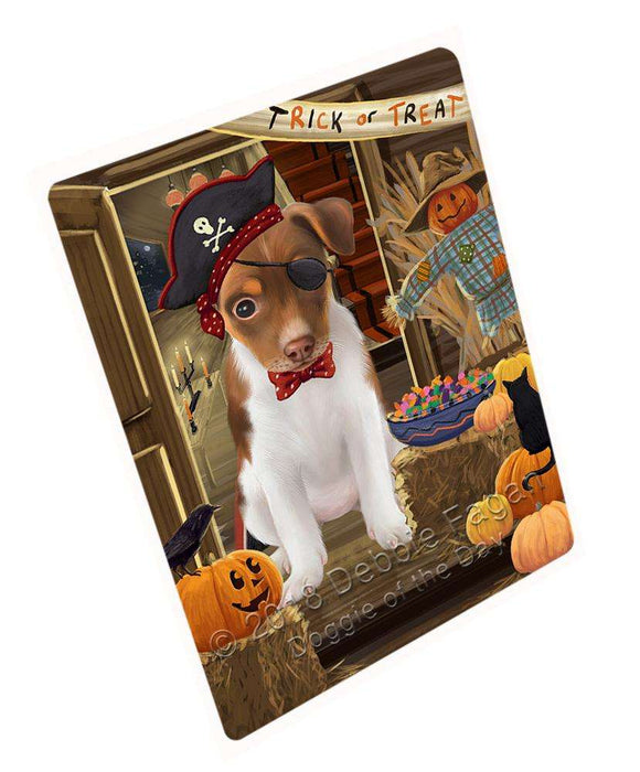 Enter at Own Risk Trick or Treat Halloween Rat Terrier Dog Large Refrigerator / Dishwasher Magnet RMAG80298