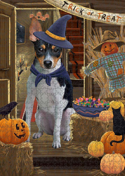 Enter at Own Risk Trick or Treat Halloween Rat Terrier Dog Puzzle  PUZL80092