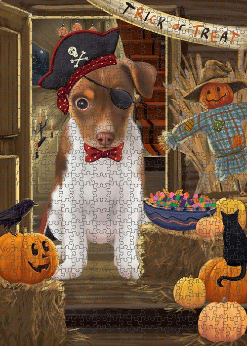 Enter at Own Risk Trick or Treat Halloween Rat Terrier Dog Puzzle  PUZL80100