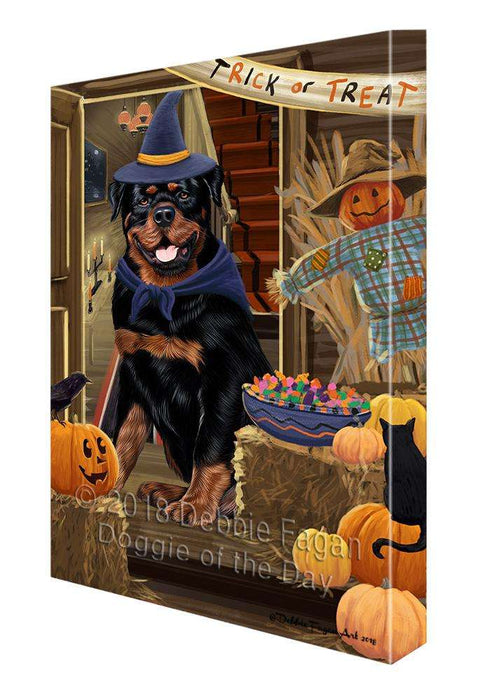 Enter at Own Risk Trick or Treat Halloween Rottweiler Dog Canvas Print Wall Art Décor CVS97046