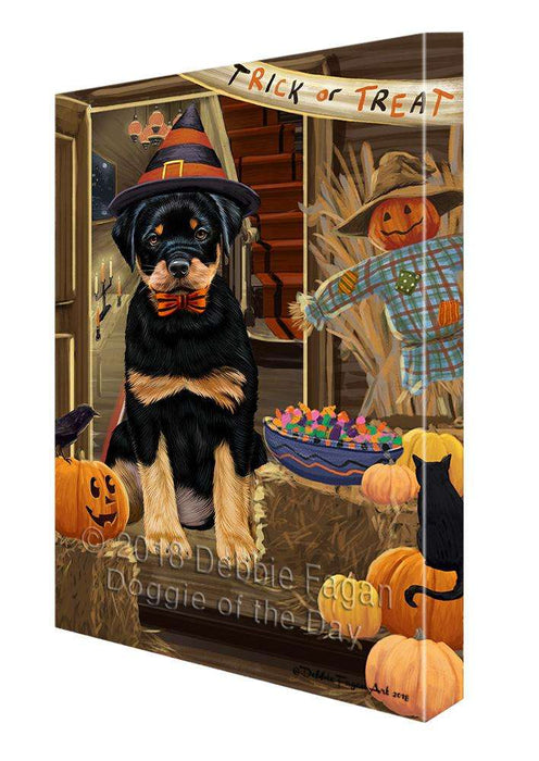 Enter at Own Risk Trick or Treat Halloween Rottweiler Dog Canvas Print Wall Art Décor CVS97082