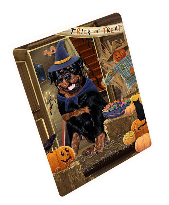 Enter at Own Risk Trick or Treat Halloween Rottweiler Dog Large Refrigerator / Dishwasher Magnet RMAG80346