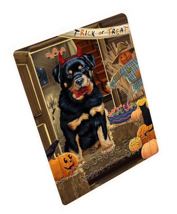 Enter at Own Risk Trick or Treat Halloween Rottweiler Dog Large Refrigerator / Dishwasher Magnet RMAG80364