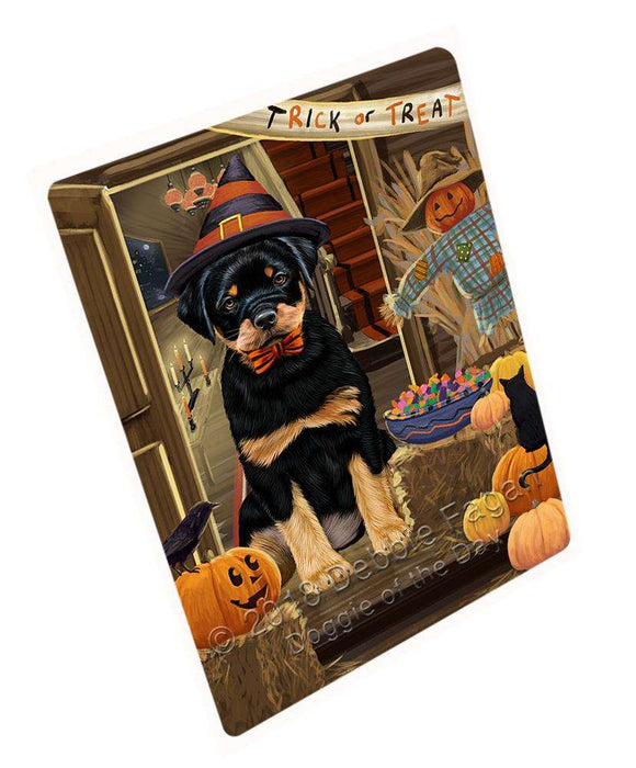 Enter at Own Risk Trick or Treat Halloween Rottweiler Dog Large Refrigerator / Dishwasher Magnet RMAG80370