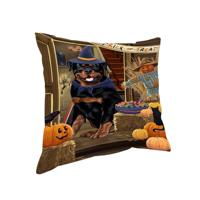 Enter at Own Risk Trick or Treat Halloween Rottweiler Dog Pillow PIL69600