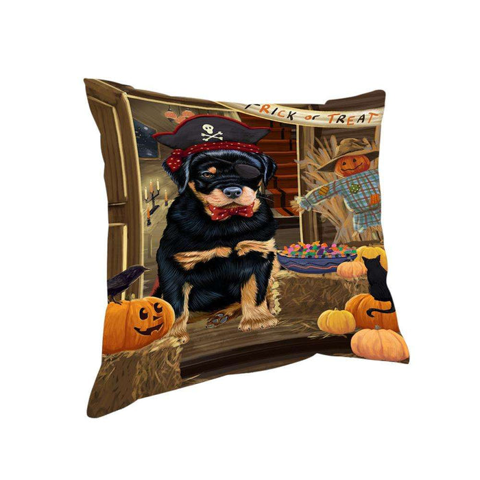 Enter at Own Risk Trick or Treat Halloween Rottweiler Dog Pillow PIL69608