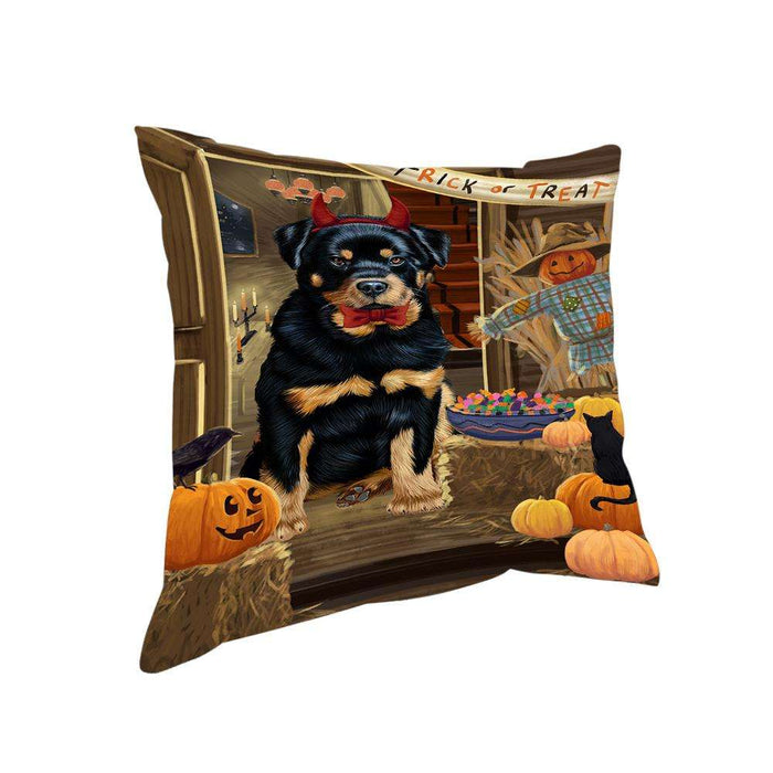 Enter at Own Risk Trick or Treat Halloween Rottweiler Dog Pillow PIL69612