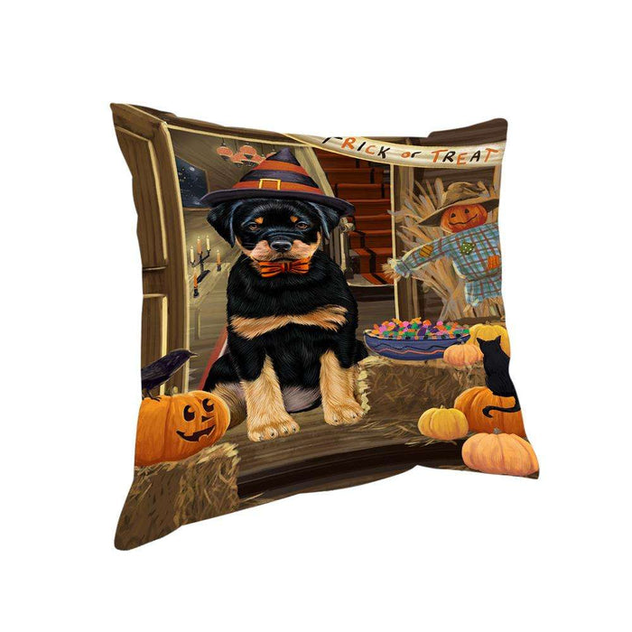 Enter at Own Risk Trick or Treat Halloween Rottweiler Dog Pillow PIL69616