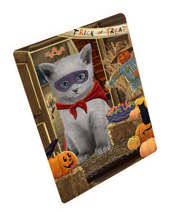 Enter at Own Risk Trick or Treat Halloween Russian Blue Cat Large Refrigerator / Dishwasher Magnet RMAG80382