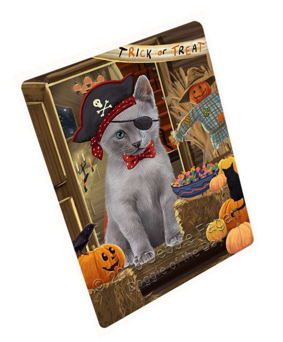 Enter at Own Risk Trick or Treat Halloween Russian Blue Cat Large Refrigerator / Dishwasher Magnet RMAG80388