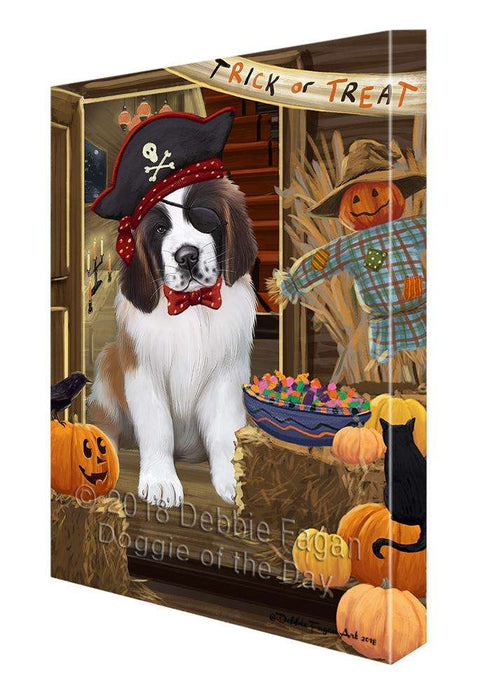 Enter at Own Risk Trick or Treat Halloween Saint Bernard Dog Canvas Print Wall Art Décor CVS97154