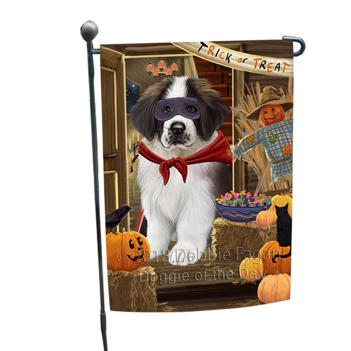 Enter at Own Risk Trick or Treat Halloween Saint Bernard Dog Garden Flag GFLG53317