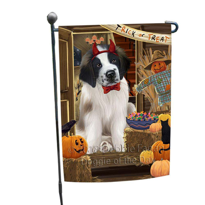 Enter at Own Risk Trick or Treat Halloween Saint Bernard Dog Garden Flag GFLG53319