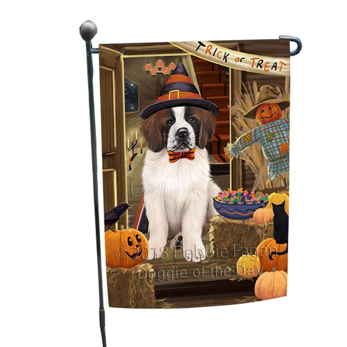 Enter at Own Risk Trick or Treat Halloween Saint Bernard Dog Garden Flag GFLG53320