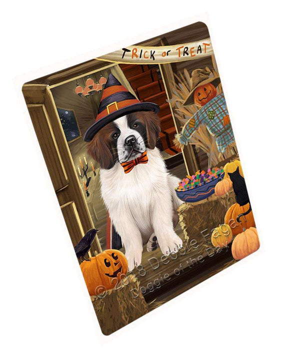 Enter at Own Risk Trick or Treat Halloween Saint Bernard Dog Large Refrigerator / Dishwasher Magnet RMAG80430