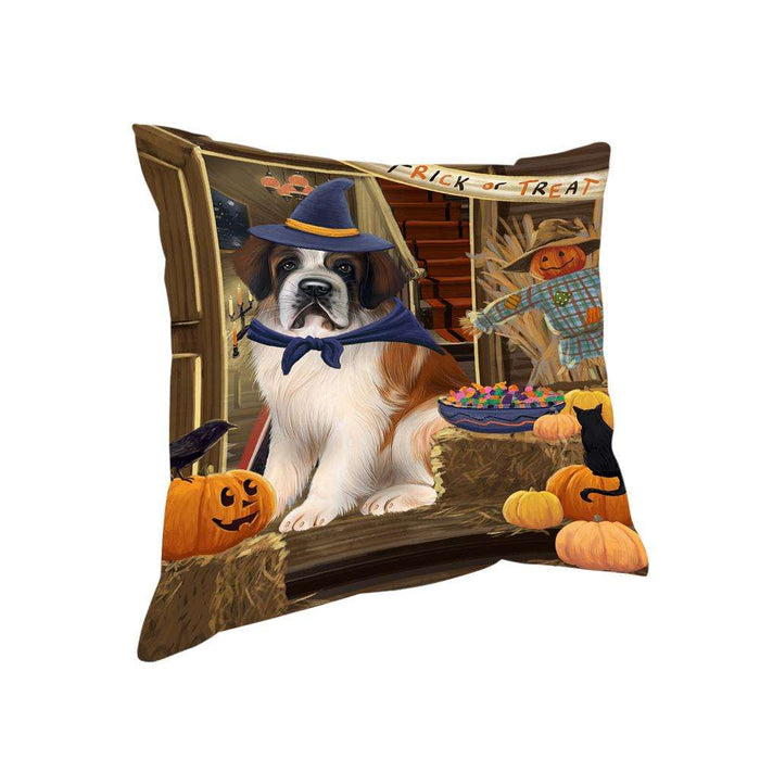 Enter at Own Risk Trick or Treat Halloween Saint Bernard Dog Pillow PIL69640