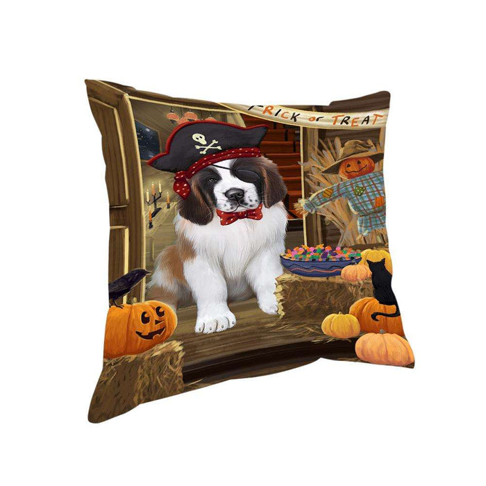 Enter at Own Risk Trick or Treat Halloween Saint Bernard Dog Pillow PIL69648