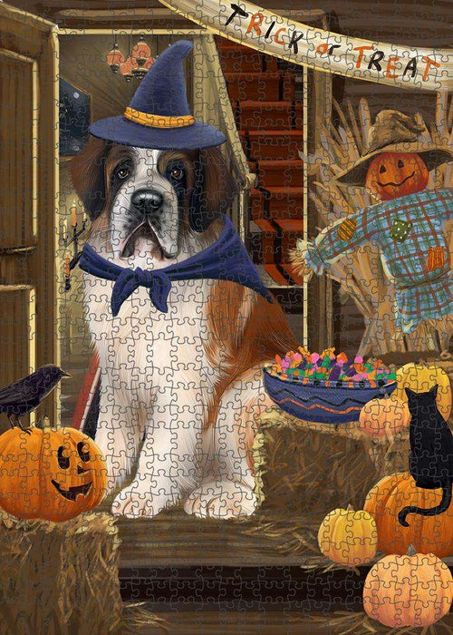 Enter at Own Risk Trick or Treat Halloween Saint Bernard Dog Puzzle with Photo Tin PUZL80172