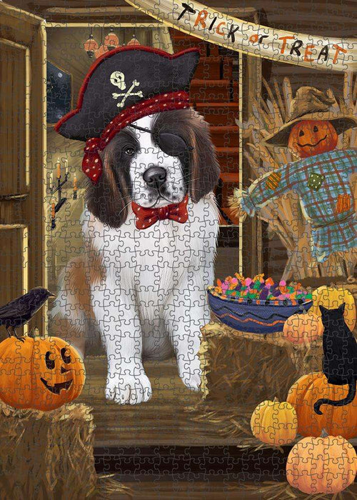Enter at Own Risk Trick or Treat Halloween Saint Bernard Dog Puzzle with Photo Tin PUZL80180