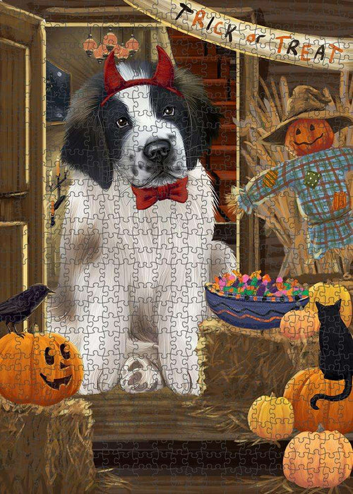 Enter at Own Risk Trick or Treat Halloween Saint Bernard Dog Puzzle with Photo Tin PUZL80184