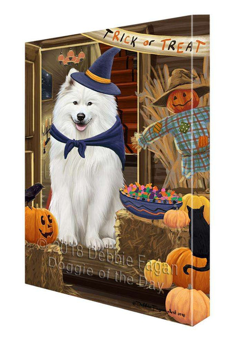Enter at Own Risk Trick or Treat Halloween Samoyed Dog Canvas Print Wall Art Décor CVS97181