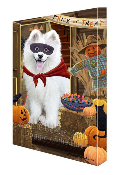 Enter at Own Risk Trick or Treat Halloween Samoyed Dog Canvas Print Wall Art Décor CVS97190