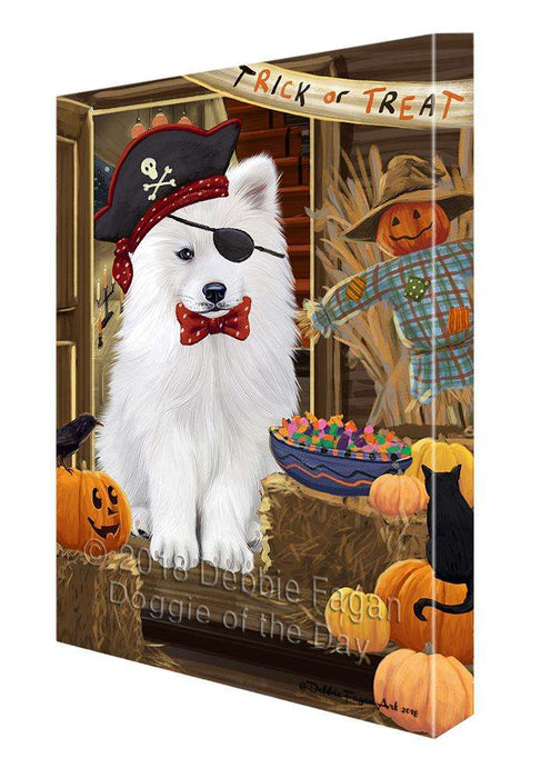 Enter at Own Risk Trick or Treat Halloween Samoyed Dog Canvas Print Wall Art Décor CVS97199
