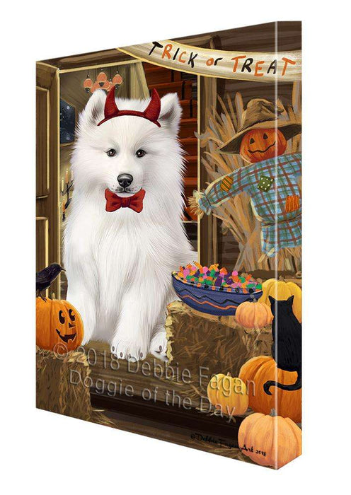 Enter at Own Risk Trick or Treat Halloween Samoyed Dog Canvas Print Wall Art Décor CVS97208