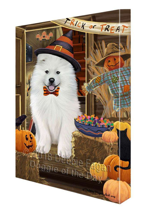 Enter at Own Risk Trick or Treat Halloween Samoyed Dog Canvas Print Wall Art Décor CVS97217