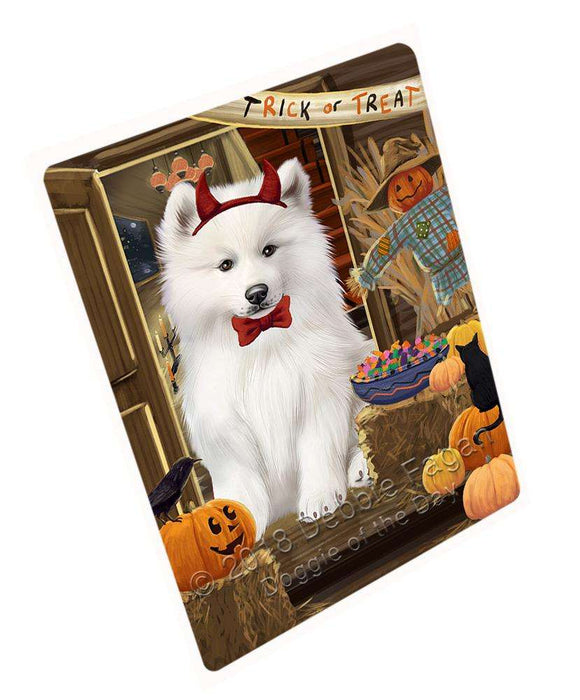 Enter at Own Risk Trick or Treat Halloween Samoyed Dog Large Refrigerator / Dishwasher Magnet RMAG80454