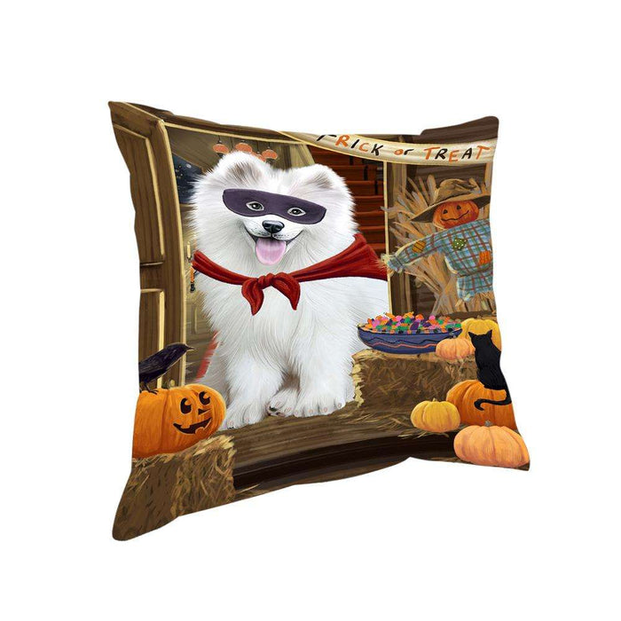 Enter at Own Risk Trick or Treat Halloween Samoyed Dog Pillow PIL69664