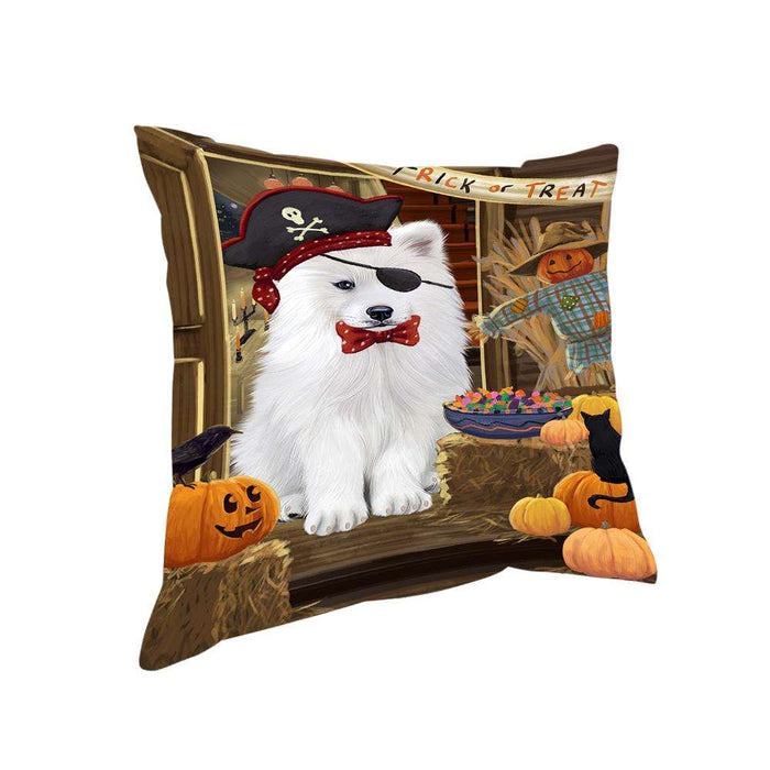 Enter at Own Risk Trick or Treat Halloween Samoyed Dog Pillow PIL69668